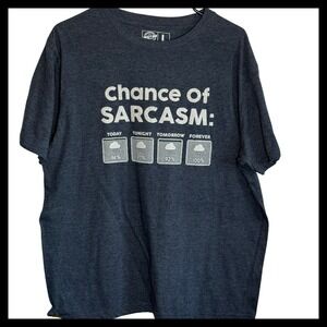 Crazy Dog T-Shirts Mens Large Chance of Sarcasm Graphic Tee Heather Navy Blue L